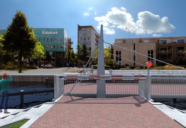 Twee fietsbruggen over Het Kanaal in Assen